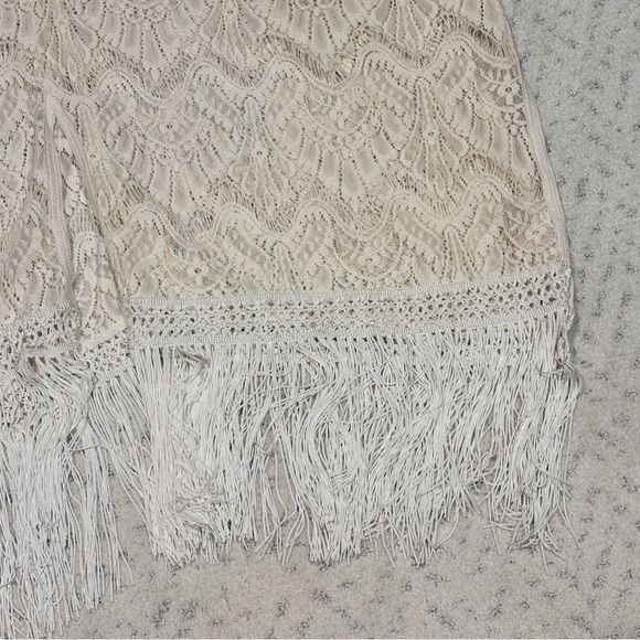Victorias Secret Ivory Cream Lace Kimono Cover Up Womens Medium Large Fringe - Picture 11 of 16